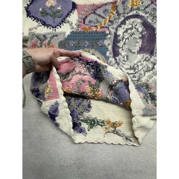 Cottagecore Sweater 90s Vintage Northern Isles Handknit Granny Pastel Grandma - Picture 7 of 11